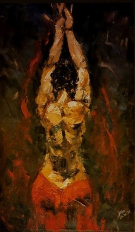 ArteDiAlina.com painting: The girl is on fire / La fiamma
